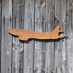 Rusty metal Boeing 707 plane wall art, rusty metal outdoor and garden art aviation gift for plane enthusiast, Fathers Day gift