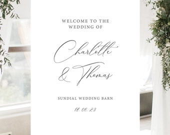Personalised Wedding Welcome Sign: Minimalist Charlotte Design (Poster, Foamboard or Digital PDF | A1, A2, 24x36", 16x24")