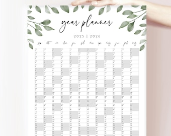 2025-2026 Academic Year Wall Planner: A1 or A2 Size