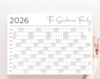 2026 Family Wall Planner: Modern Calendar Organizer (Digital or Print)