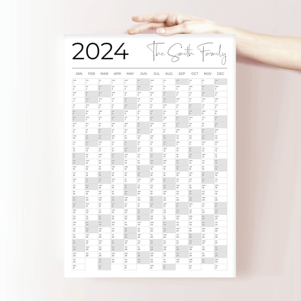 PRINTED 2024 Family Planner | 2024 Year Planner | 2024 Family Calendar | 2024 Family Wall Planner | Sizes A1, A2, 18X24", 24X36"