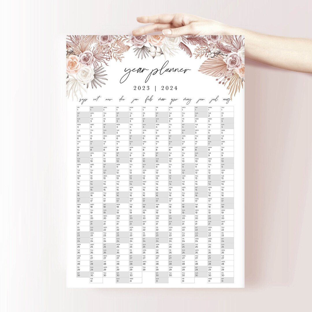 PRINTED Planner School Year 2023 2024 Academic Year Planner School Calendar Boho Wall Planner