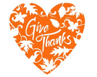 Give Thanks Heart/Leaves SVG