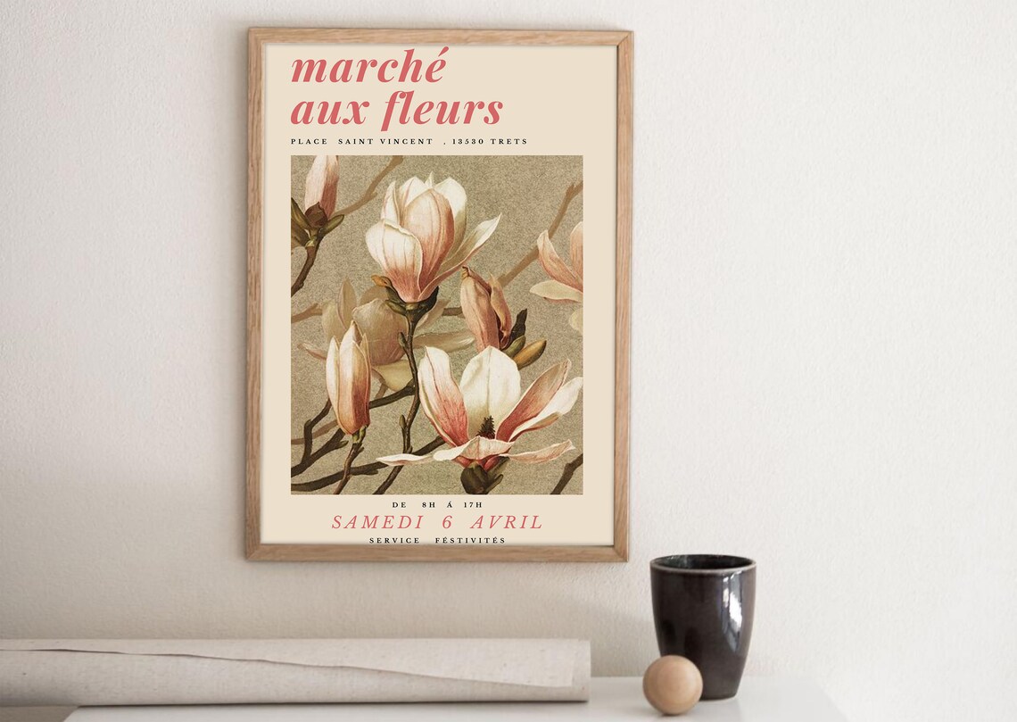Vintage Poster Vintage Flower Poster French Retro Poster Etsy