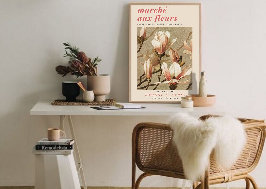 Vintage Poster, Vintage Flower Poster, French Retro Poster, Flower