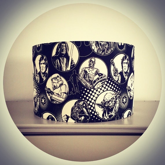 Star Wars Lampshade Drum Shade Black White Star Wars Etsy