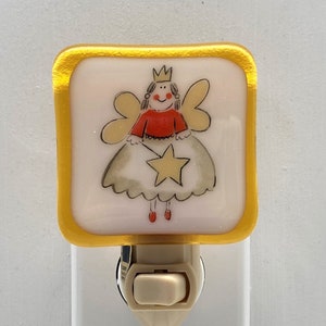 Angel Night light wall plug in, Happy Christmas Angel, Holiday gift, house warming, thank you gift nursery Christian