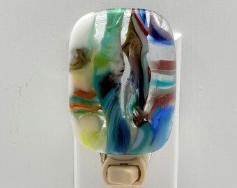 Art Glass #172 Night light wall plug in,  beautiful gift, wedding birthday, house warming, nursery, wall art, lighted art