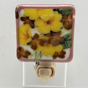 Primrose/Violet Bouquet #2 Night light wall plug in,  love, anniversary birthday, house warming, beautiful gift, nursery, holiday