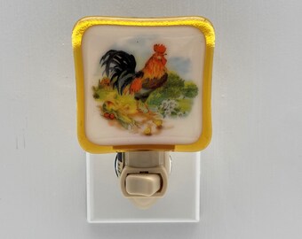 Rooster Night light wall plug in, chicken, backyard morning crowing, wakeup alarm, farm house warming, beautiful gift