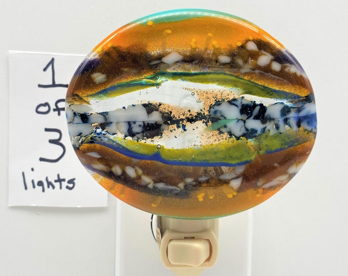 SET OF THREE lighted art nursery house warming wedding birthday Art Glass #217 Night light wall plug in wall art beautiful gift