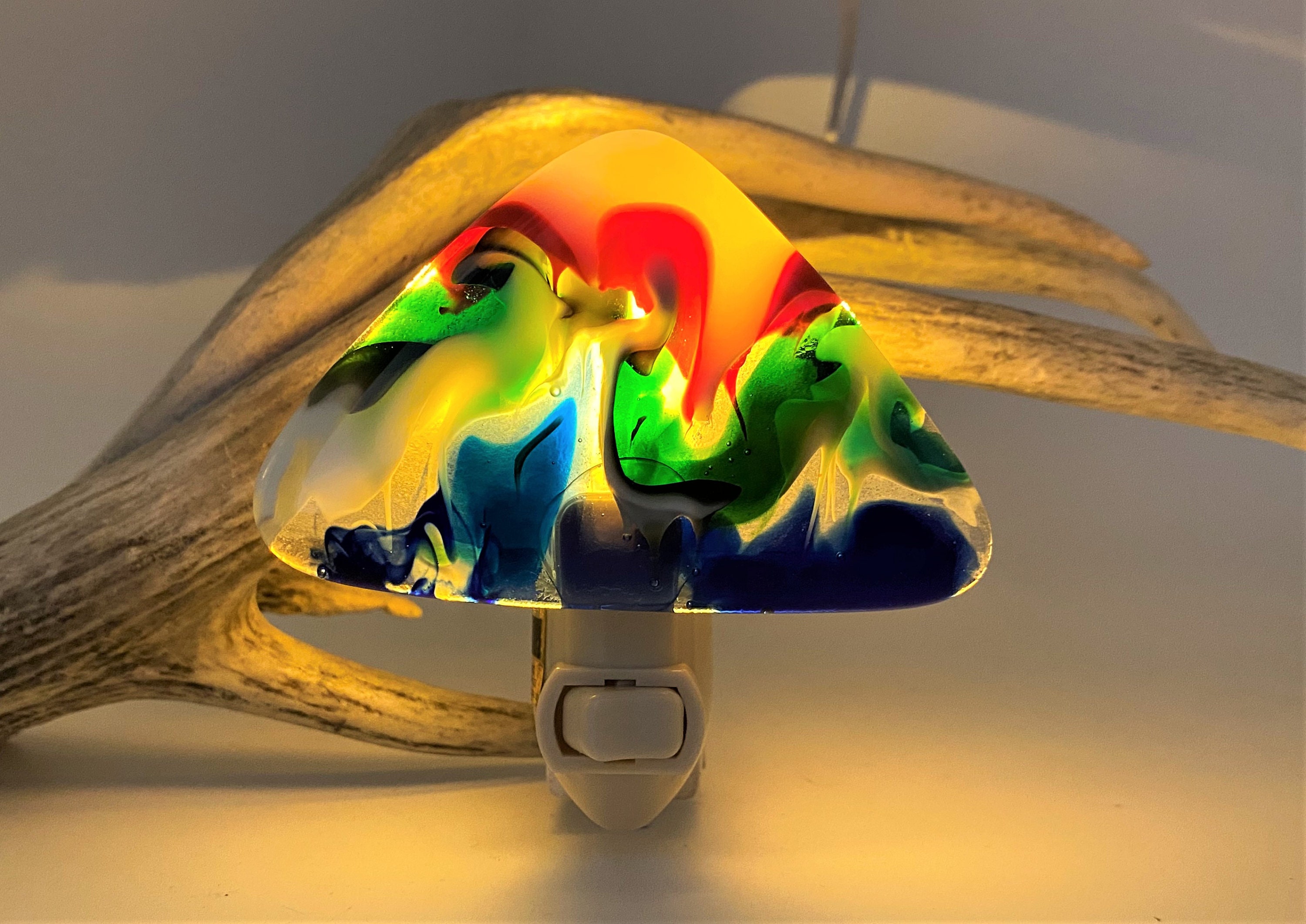 Art Glass Night light wall plug in Original Mountain 91 Etsy España