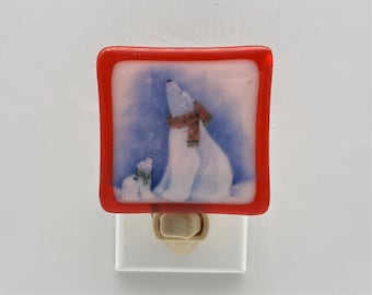 Polar Bear Christmas light wall plug in, sweet holiday nursery lights, House warming gift