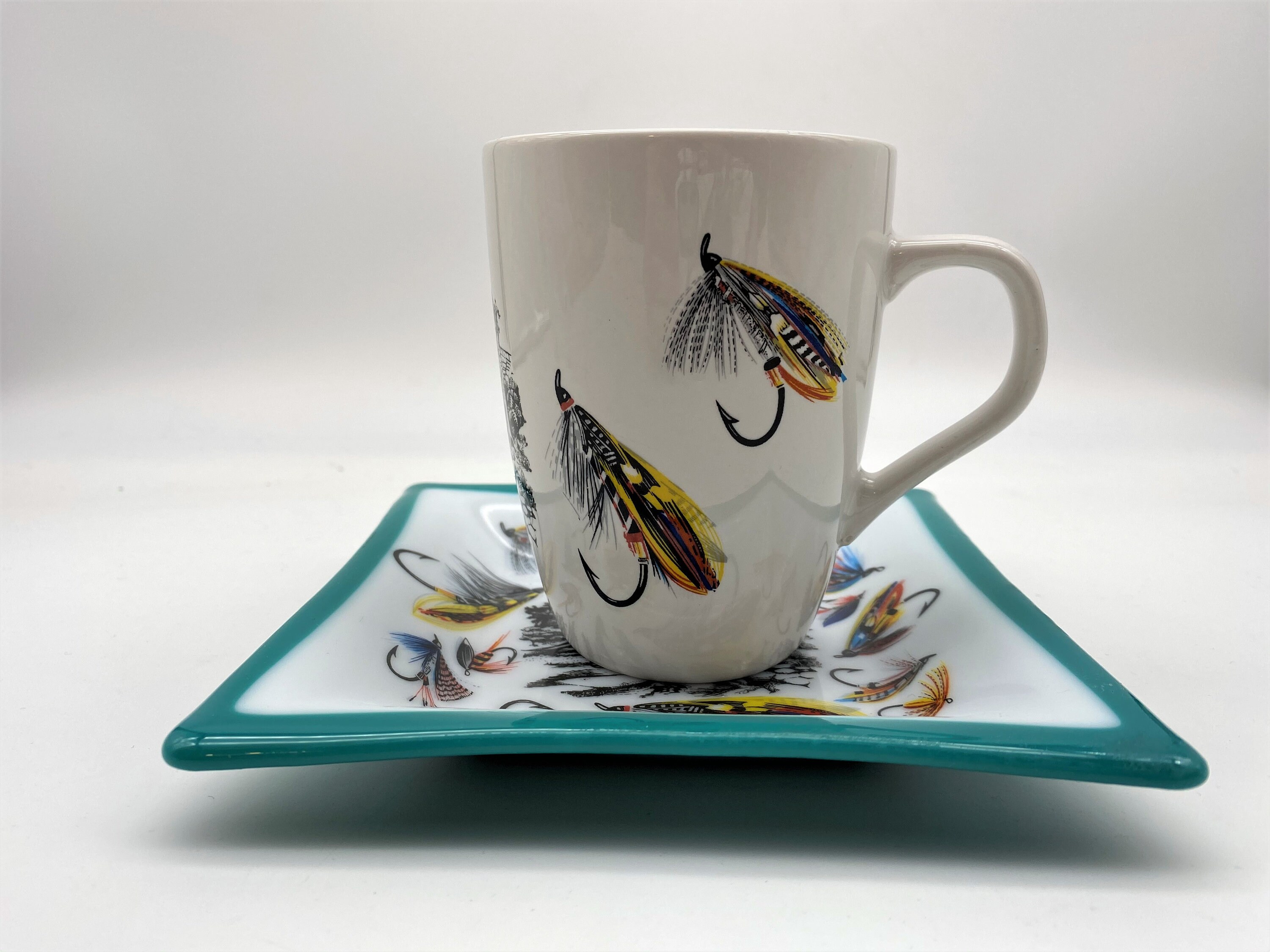 Fly Fishing Coffee cup and Tray dry fly river stream Etsy