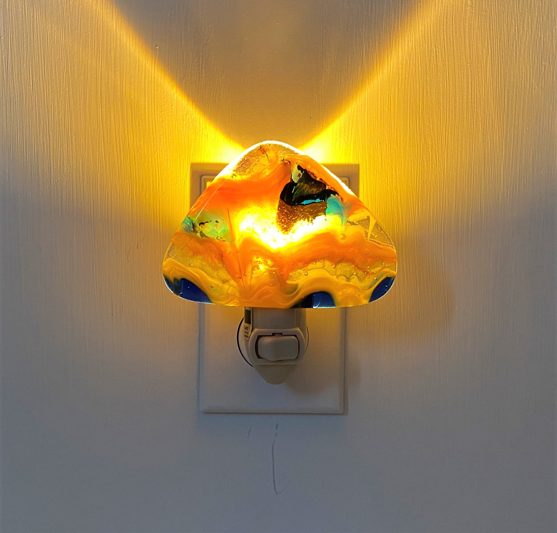 Art Glass 163 Night light wall plug in Fused glass Etsy
