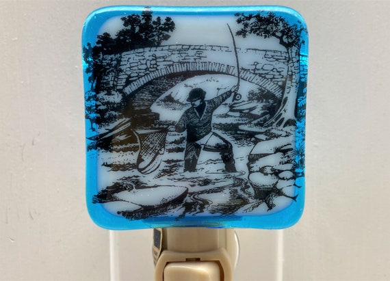 Fly Fishing Night Light Wall Plug In, Fisherman Dry Fly, River Stream  Nature, House Warming, Nursery, Beautiful Gift, Holiday 