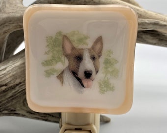 Bull Terrier Night light wall plug in, family pet, companion, protector, nursery, house warming, beautiful all occasion gift.