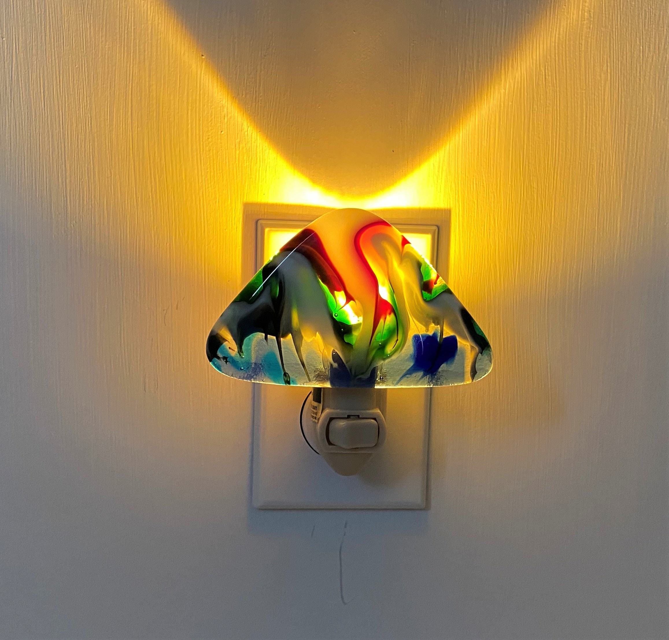 Art Glass 166 Night Light Wall Plug In Fused Glass Mountain Etsy