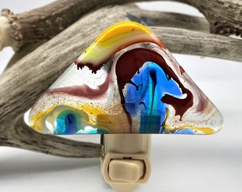 Art Glass Night light wall plug in, Glass Mountain # 46, Fused glass, beautiful gift, house warming, nursery,