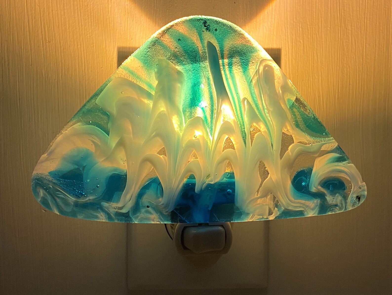 Art Glass Night Light Wall 300 Plug In Oversized Fused Etsy