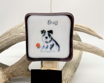 Puppy Playing Night light wall plug in,Family pet with ball, canine dog lover, nursery, house warming, beautiful gift
