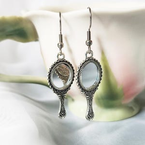 Tiny hand mirror earrings