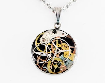 Gears and watch parts resin pendant