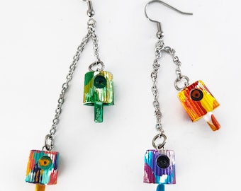 Spray paint cap earrings
