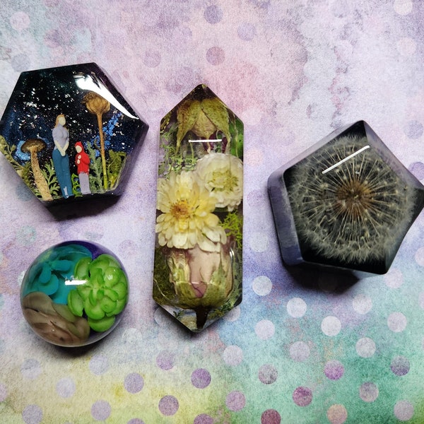 Dandelion and mushroom nature theme resin magnets