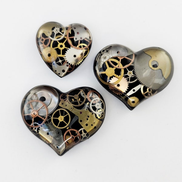 Clockwork heart resin magnets