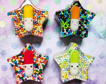 Happy pill star shape magnets