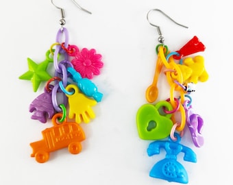 Vintage inspired plastic charm earrings