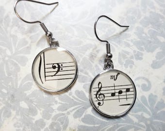 Sheet music resin earrings