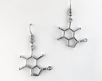 Caffeine molecule earrings