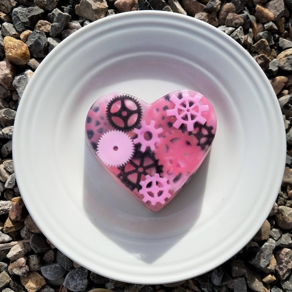 Heart shaped cog and gear soap