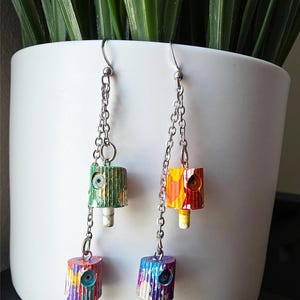Spray paint cap earrings