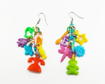Vintage inspired plastic charm earrings
