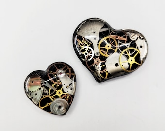 Clockwork heart resin magnets