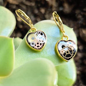 Dainty clockwork heart lever back earrings image 10
