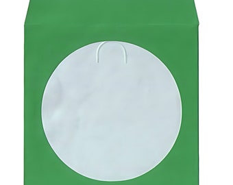 Green Color Paper CD Sleeves with Window & Flap