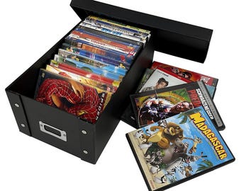 CheckOutStore Black DVD Cases Storage Box (Holds 25 Cases)