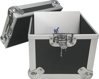 CheckOutStore Black Aluminum 7" 45 RPM Record Storage Box (Holds 100 Records)