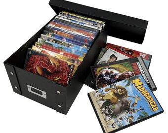 CheckOutStore Black DVD Cases Storage Box (Holds 25 Cases)