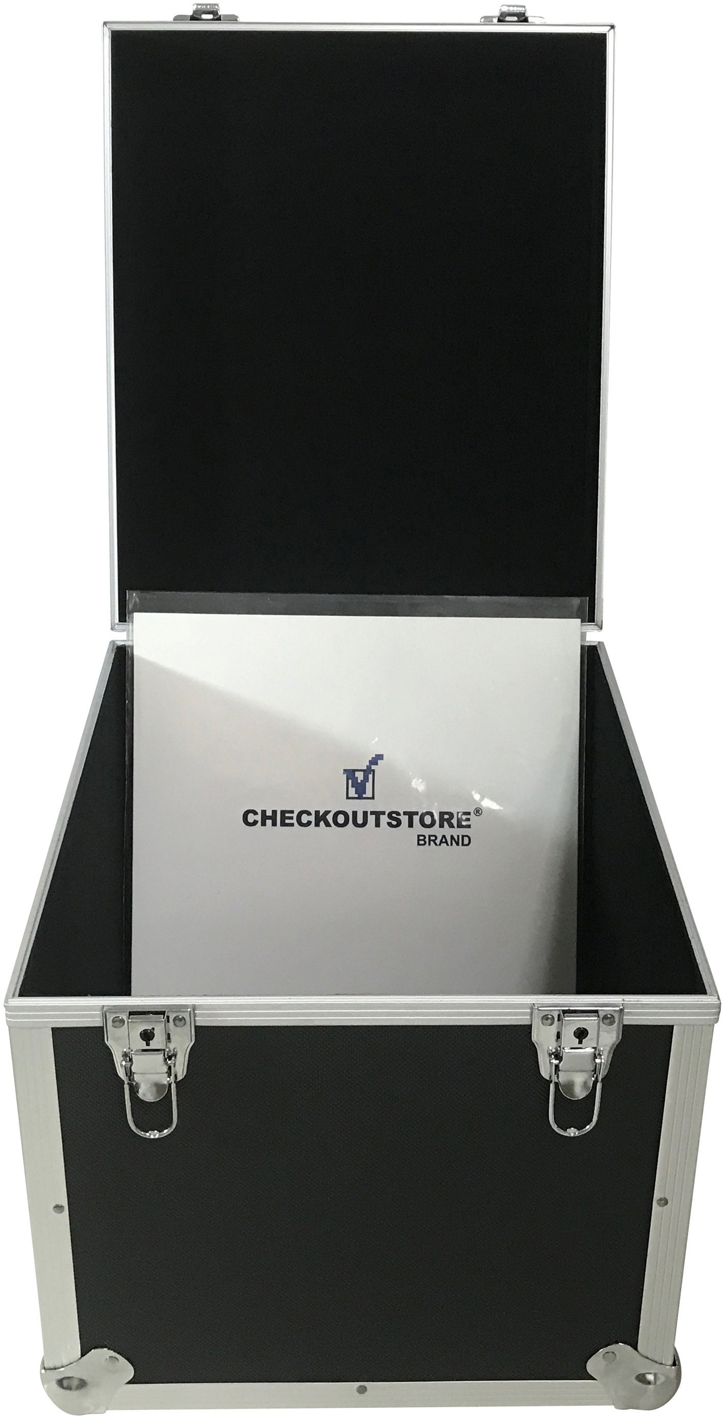 Checkoutstore Black Aluminum 12 LP Vinyl Record Storage Box holds 125  Records 