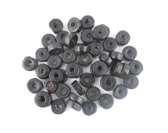 x200 Perles rondelle bois  noir 8mm