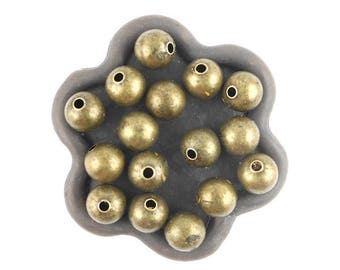 x30 Perles 8mm metal bronze ronde  (127C)