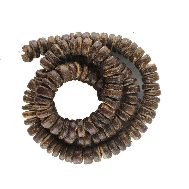 x100 Heishi beads roundel brown coconut wood 8mm 73C image 1