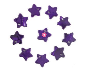 x10 Breloque étoile en nacre violet 12mm  (188D)