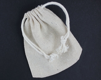 x10  Pochettes, sachets en jute de coton beige nature 9.5 x 11.5cm(39A)