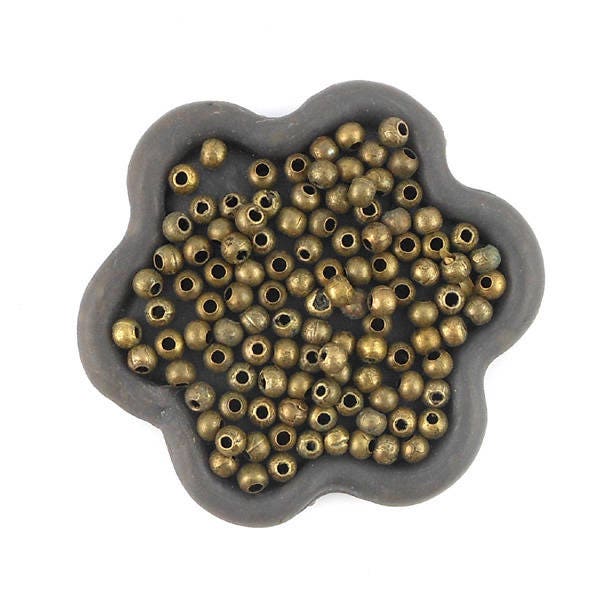 x500 Perles 3mm metal bronze ronde  (108C)